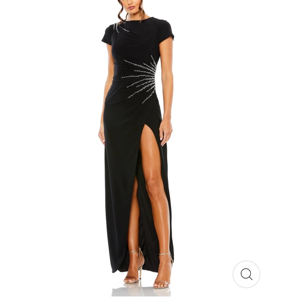 Mac Duggal Black Dress with Silver Accents